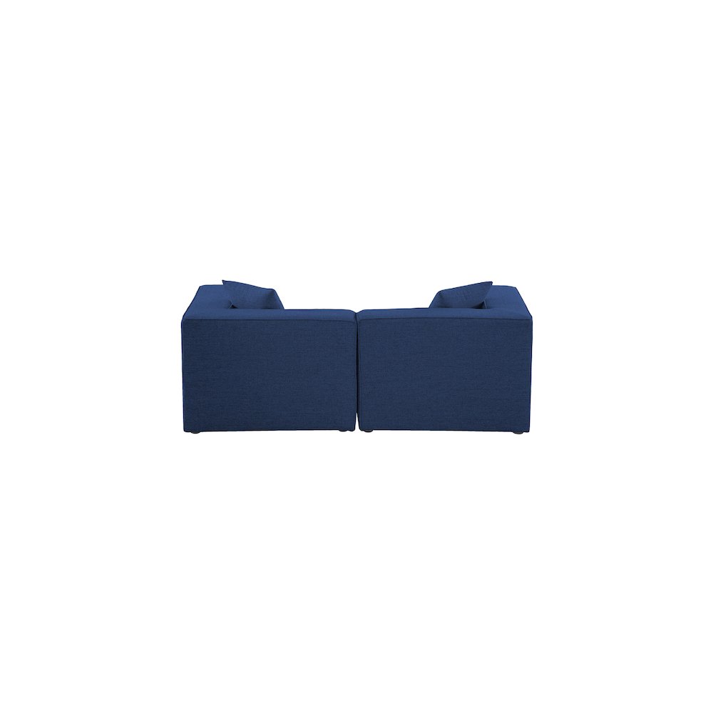Cube Navy Durable Linen Textured Modular Sofa. Picture 2