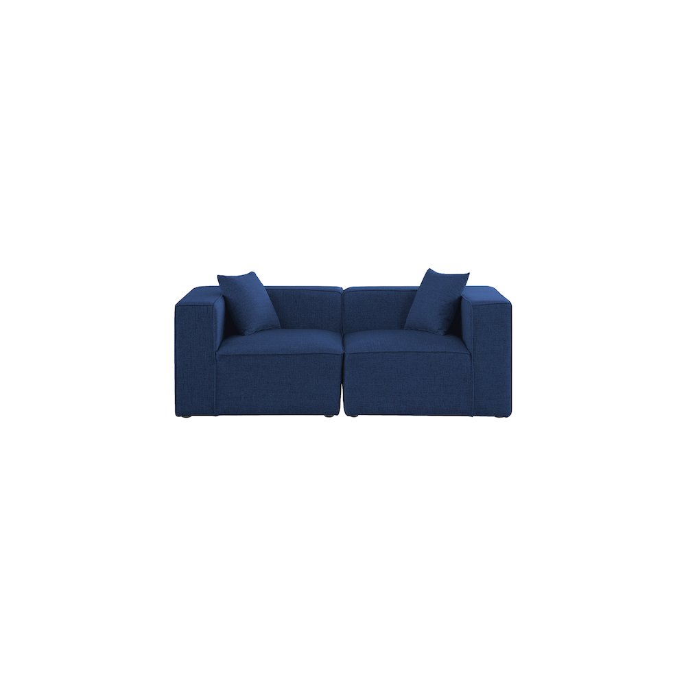 Cube Navy Durable Linen Textured Modular Sofa. Picture 3