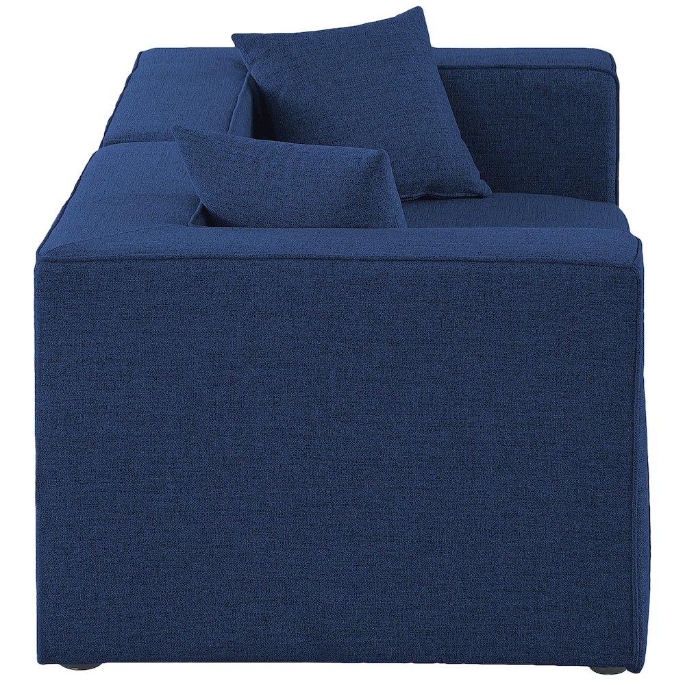 Cube Navy Durable Linen Textured Modular Sofa. Picture 4