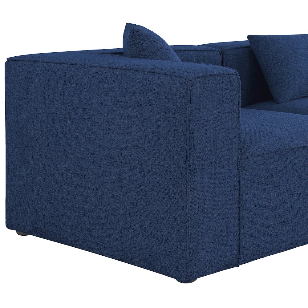 Cube Navy Durable Linen Textured Modular Sofa. Picture 6