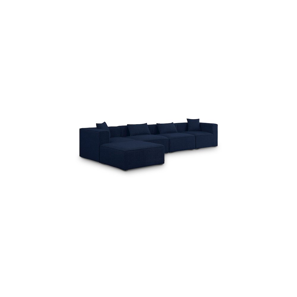 Cube Navy Durable Linen Textured Modular Sectional. Picture 1