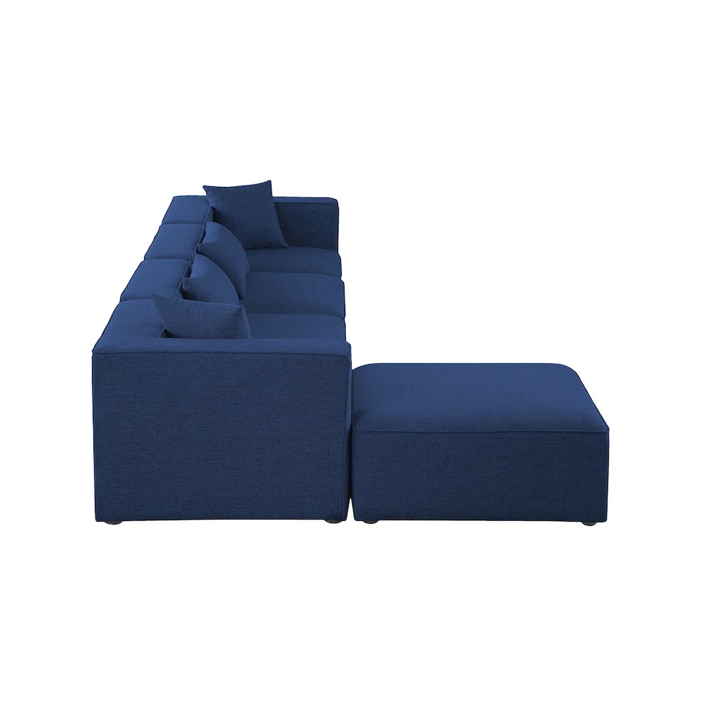 Cube Navy Durable Linen Textured Modular Sectional. Picture 9