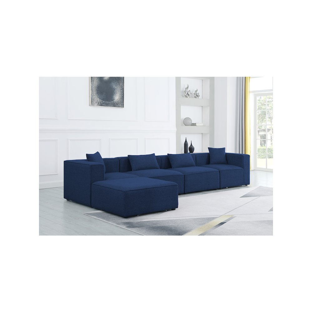 Cube Navy Durable Linen Textured Modular Sectional. Picture 2