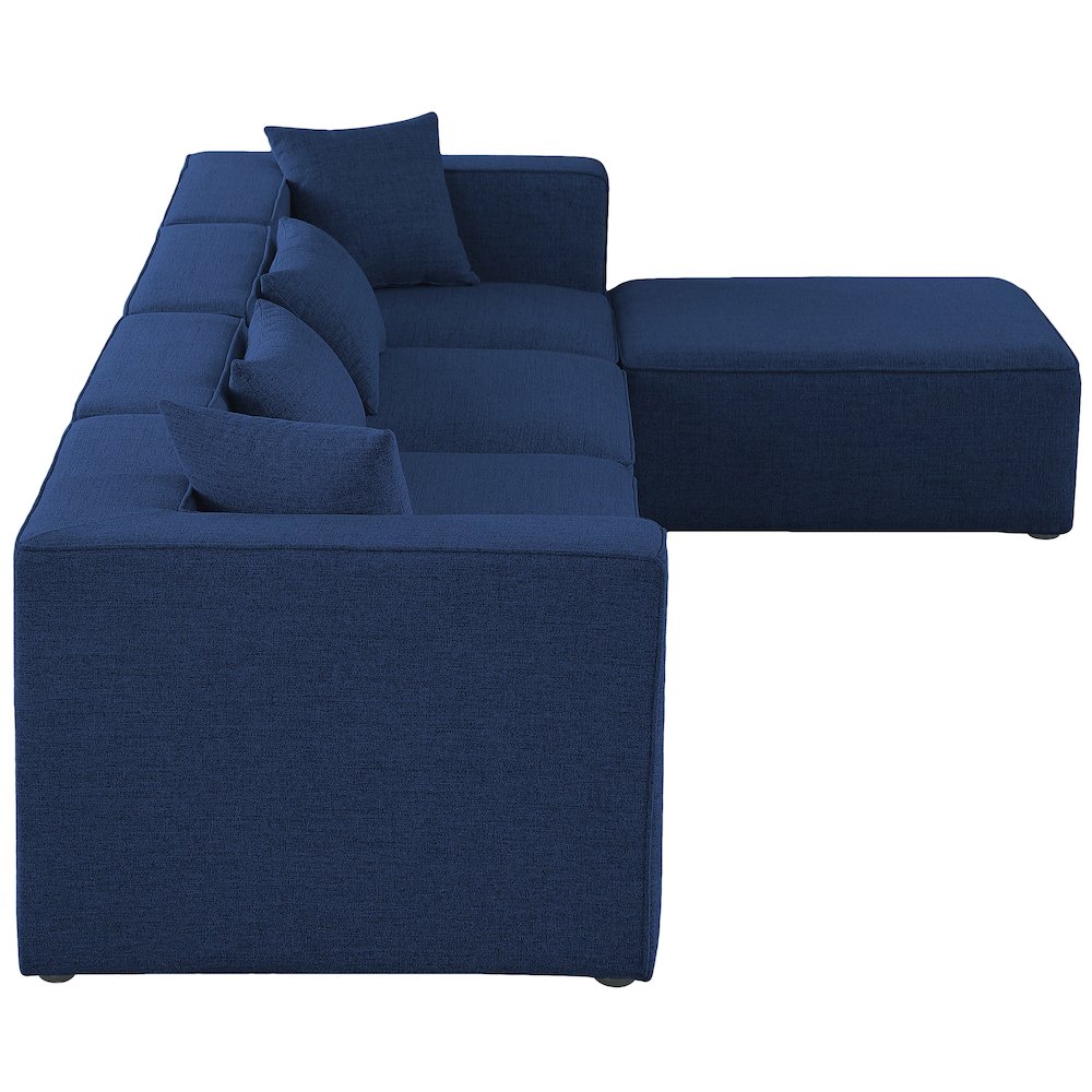 Cube Navy Durable Linen Textured Modular Sectional. Picture 8