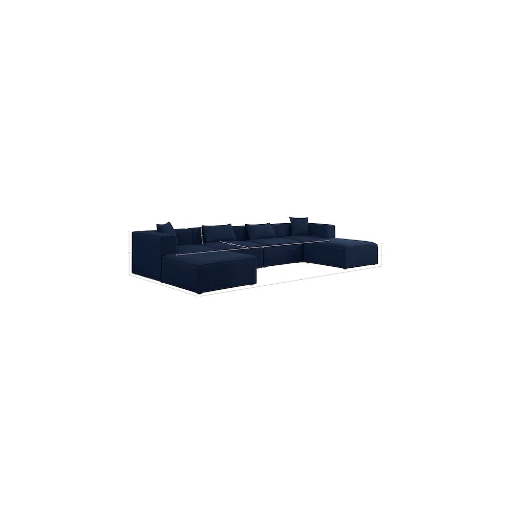 Cube Navy Durable Linen Textured Modular Sectional. Picture 8