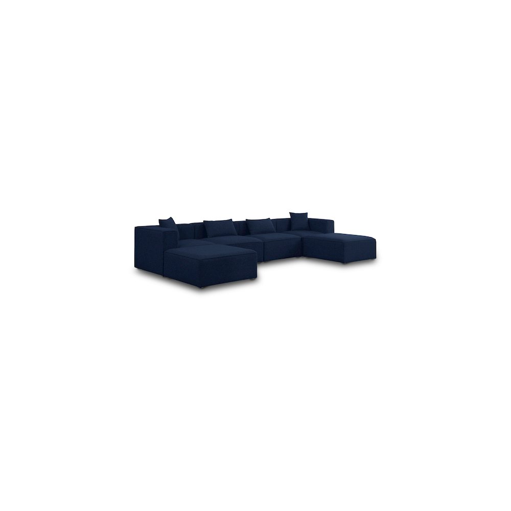 Cube Navy Durable Linen Textured Modular Sectional. Picture 1