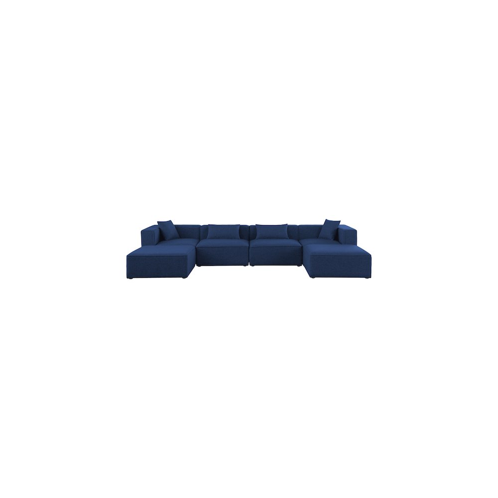 Cube Navy Durable Linen Textured Modular Sectional. Picture 3