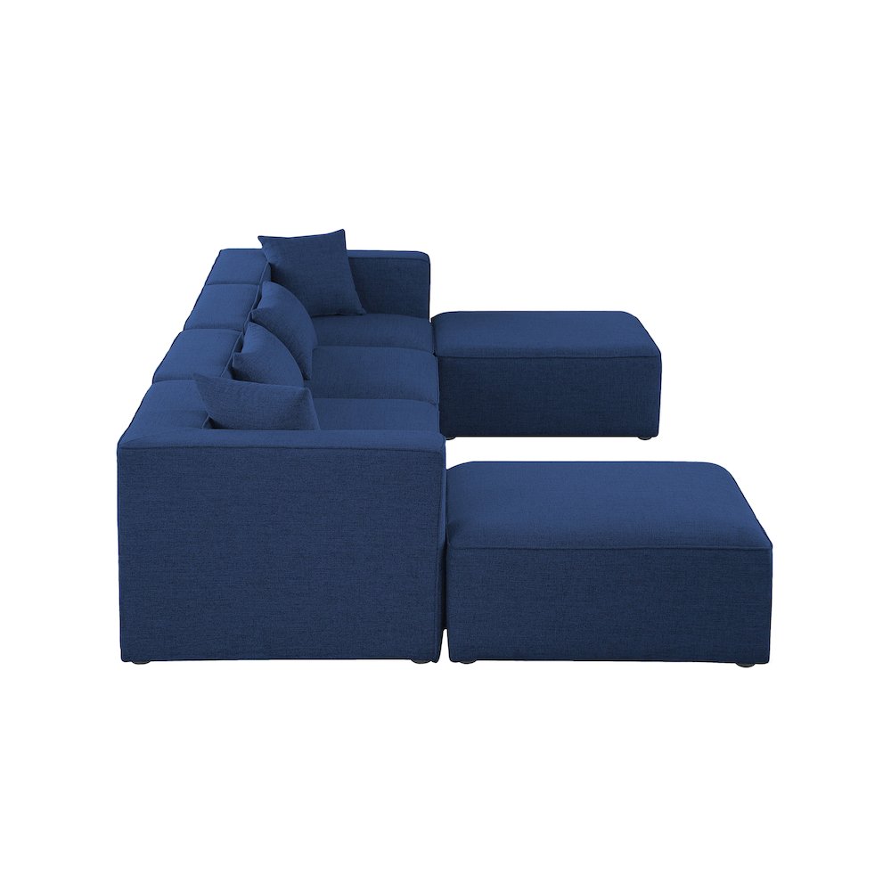 Cube Navy Durable Linen Textured Modular Sectional. Picture 4
