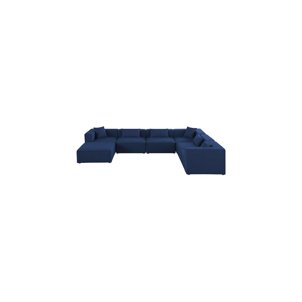 Cube Navy Durable Linen Textured Modular Sectional. Picture 3