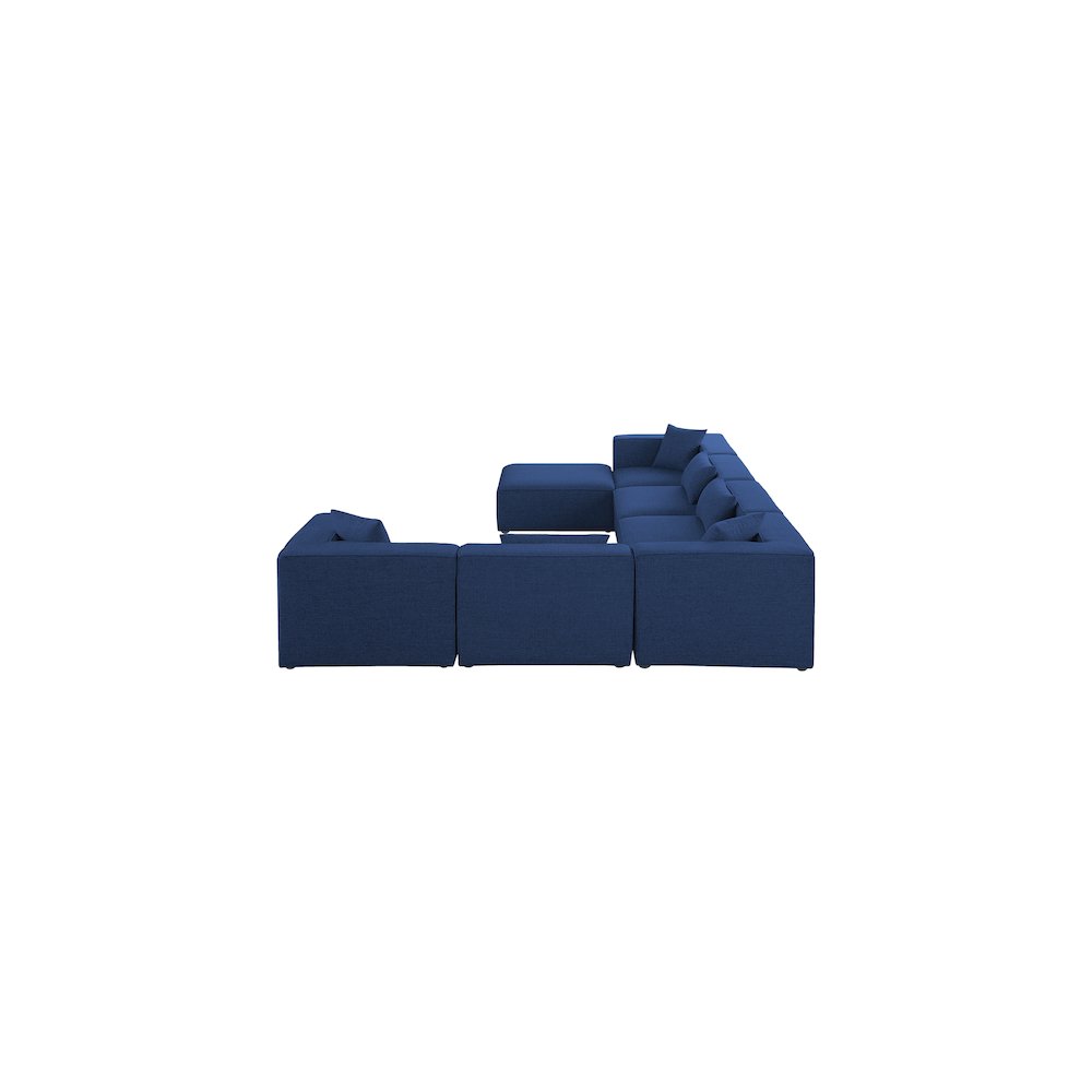 Cube Navy Durable Linen Textured Modular Sectional. Picture 4
