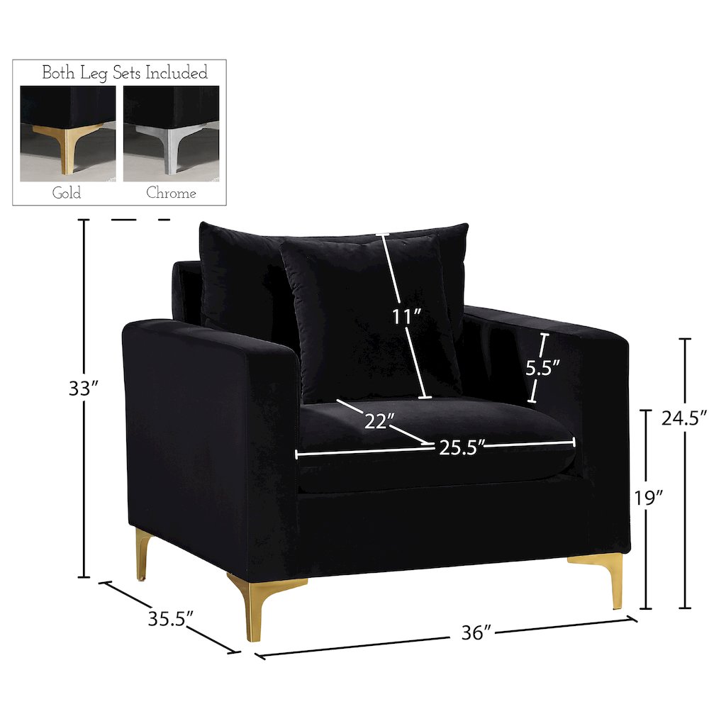 Naomi Black Velvet Chair. Picture 6