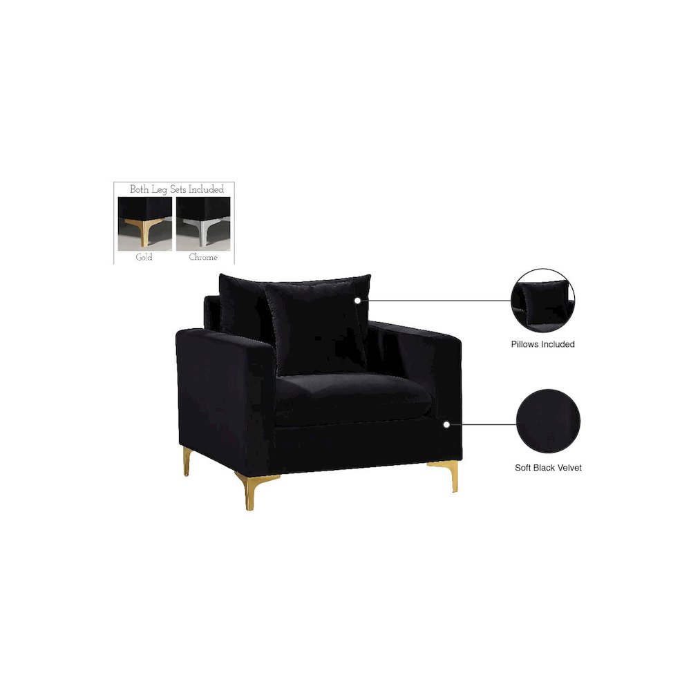 Naomi Black Velvet Chair. Picture 7