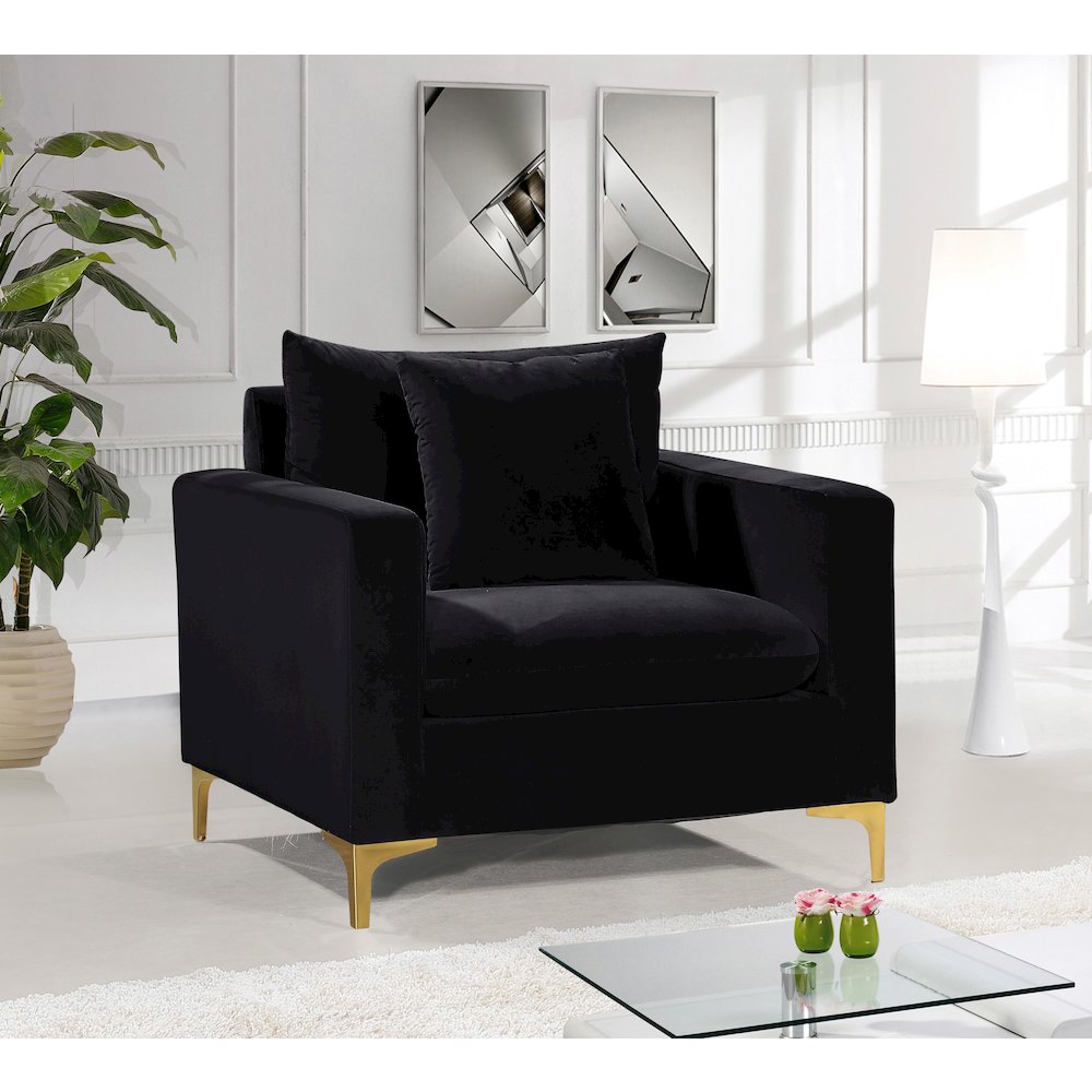 Naomi Black Velvet Chair. Picture 2