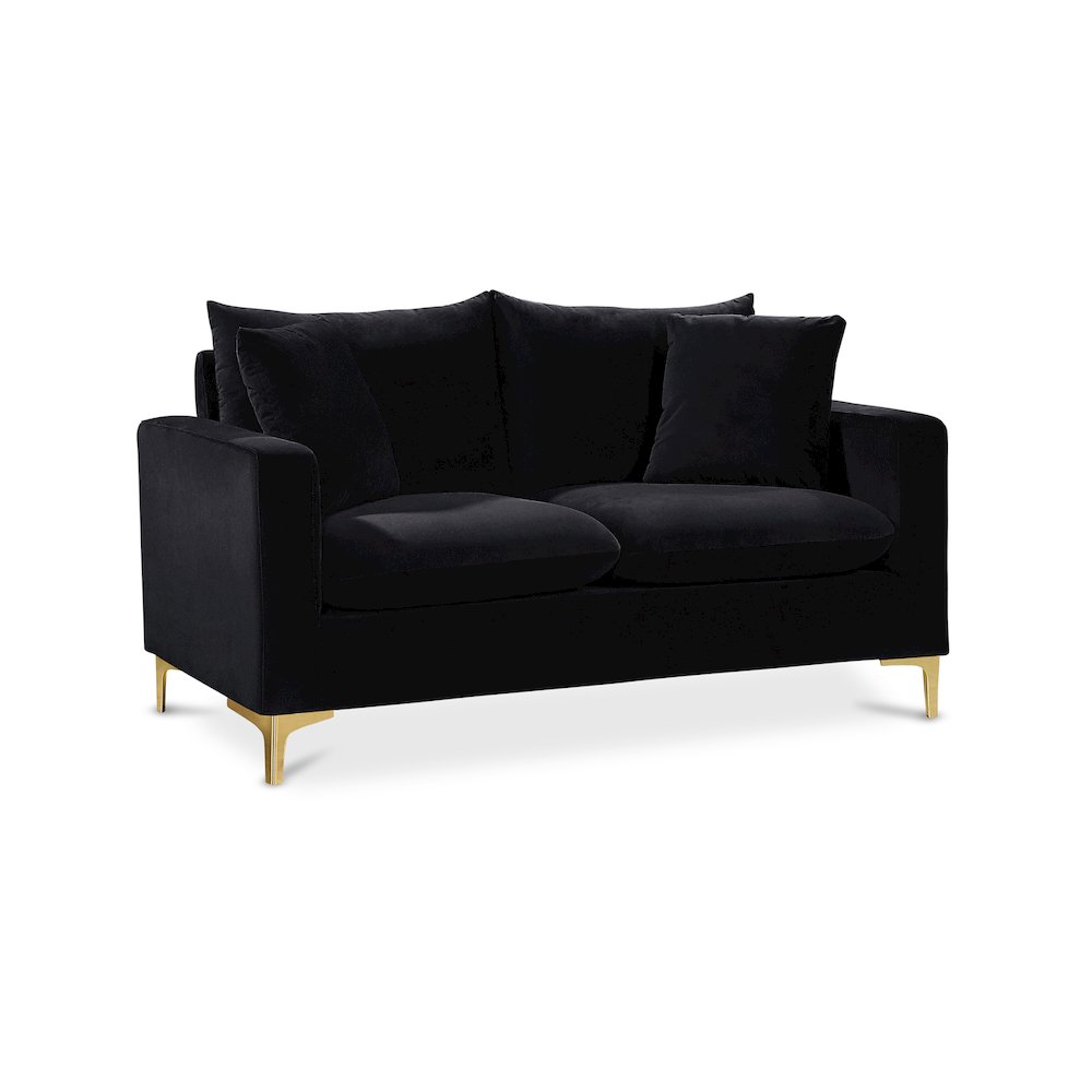 Naomi Black Velvet Loveseat. Picture 1