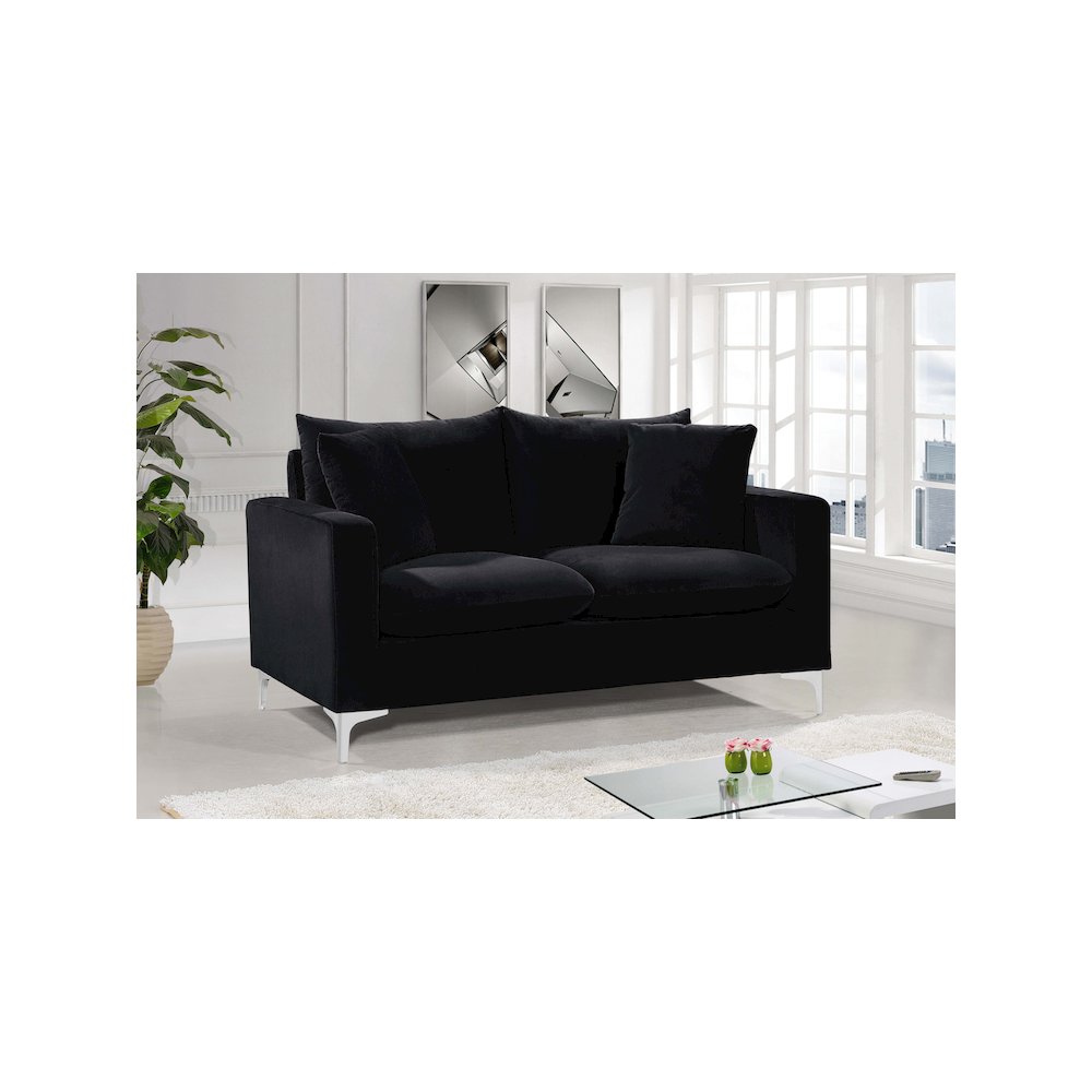 Naomi Black Velvet Loveseat. Picture 3