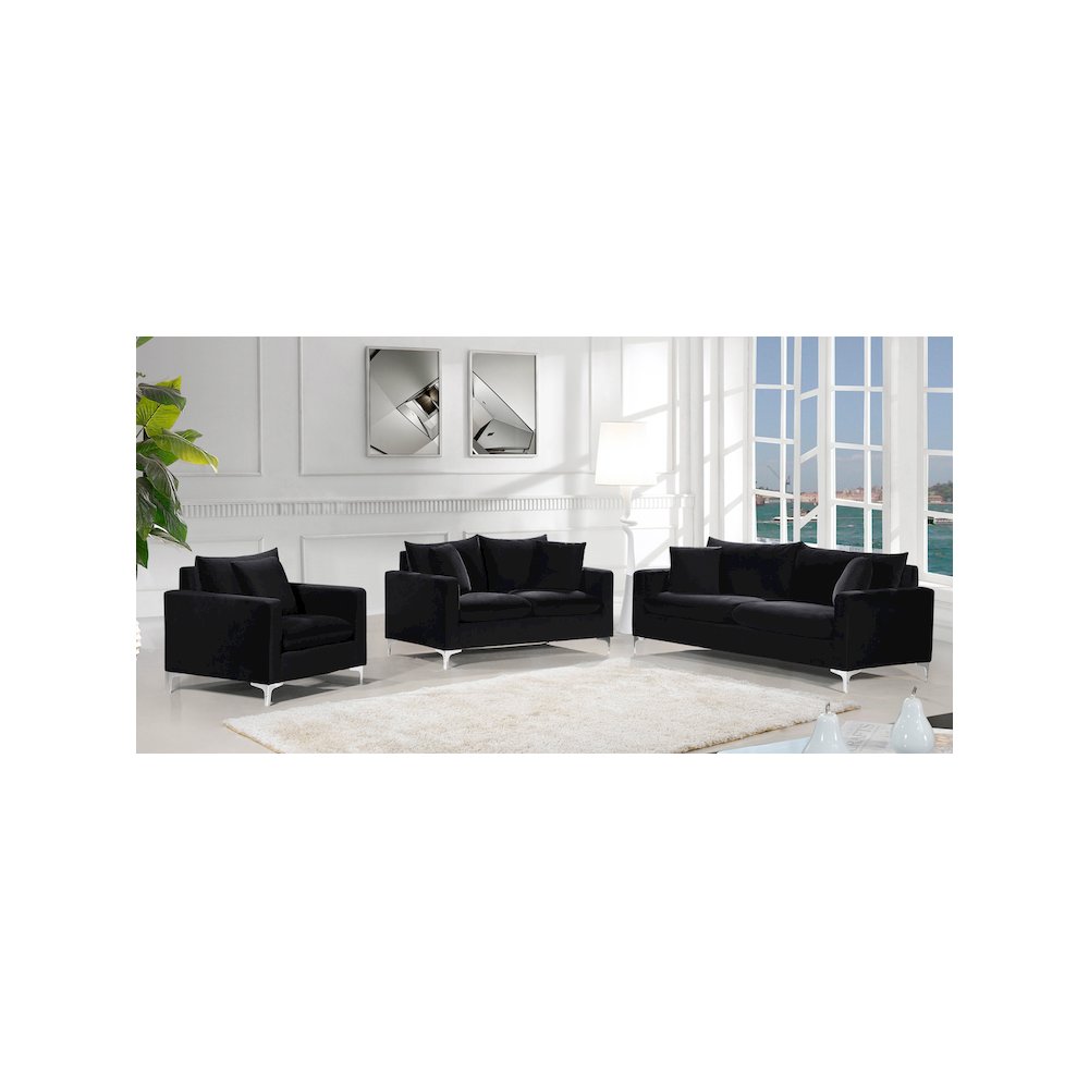 Naomi Black Velvet Loveseat. Picture 5