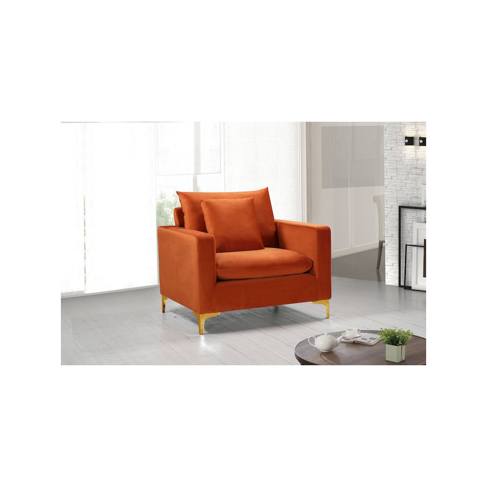 Naomi Cognac Velvet Chair. Picture 2