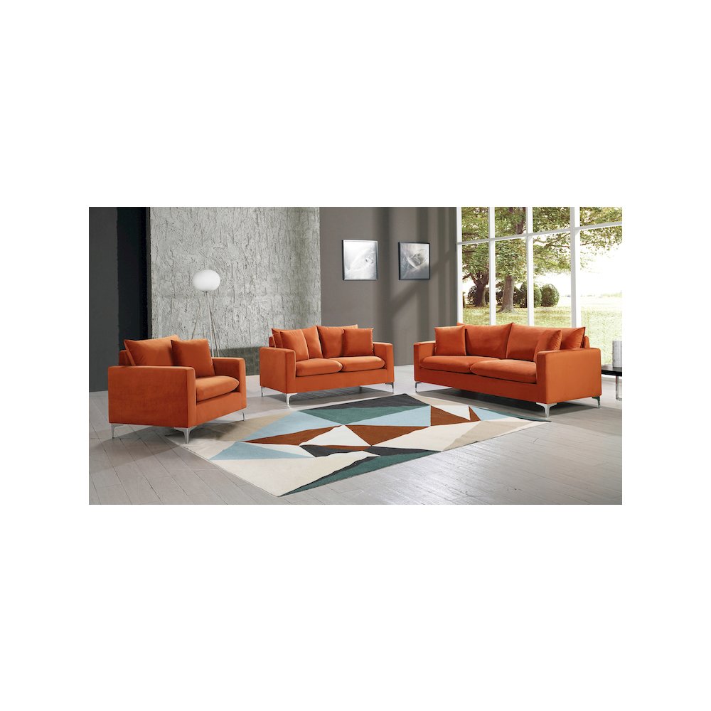 Naomi Cognac Velvet Loveseat. Picture 9
