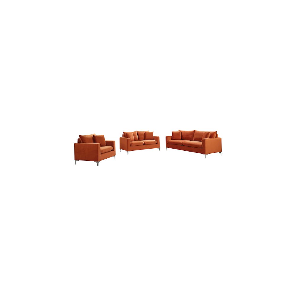 Naomi Cognac Velvet Loveseat. Picture 11