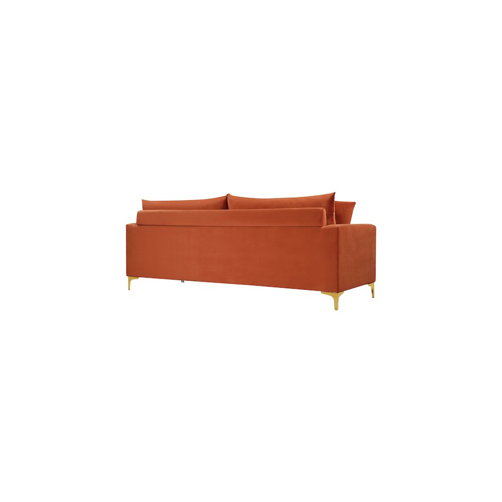 Naomi Cognac Velvet Sofa. Picture 4