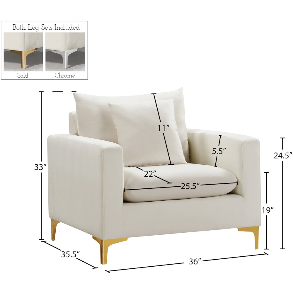 Naomi Cream Velvet Chair. Picture 10