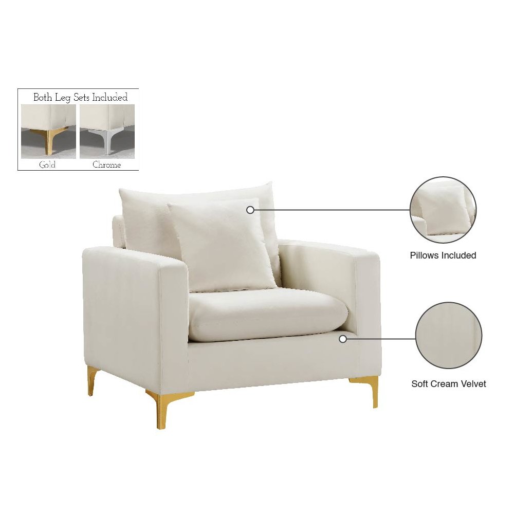 Naomi Cream Velvet Chair. Picture 11