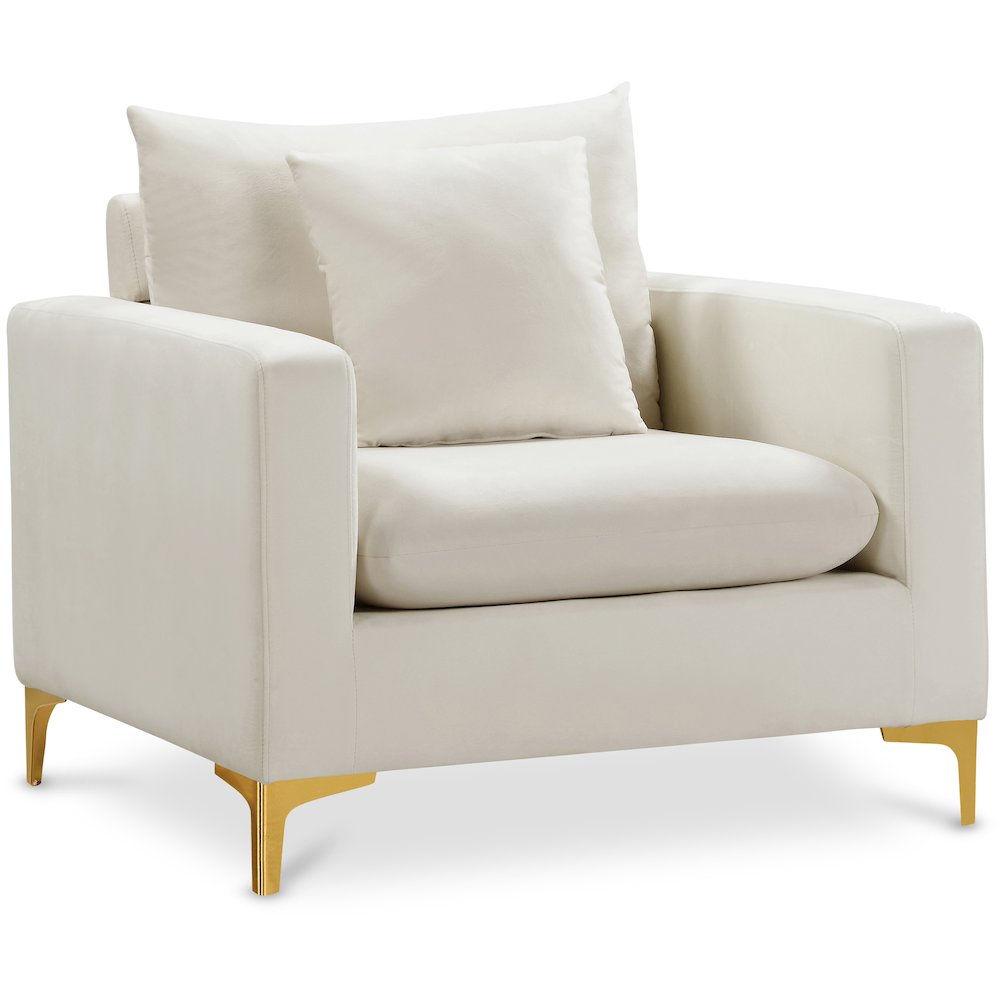 Naomi Cream Velvet Chair. Picture 1