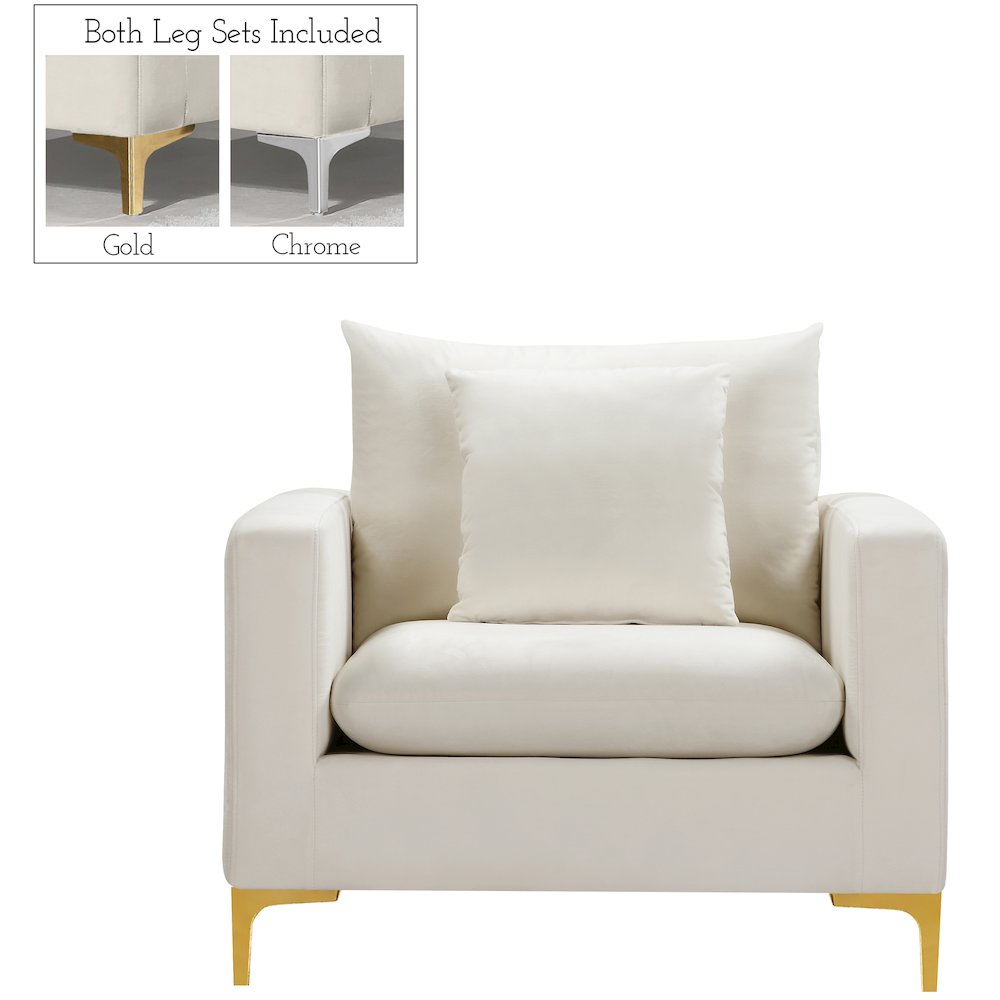 Naomi Cream Velvet Chair. Picture 2