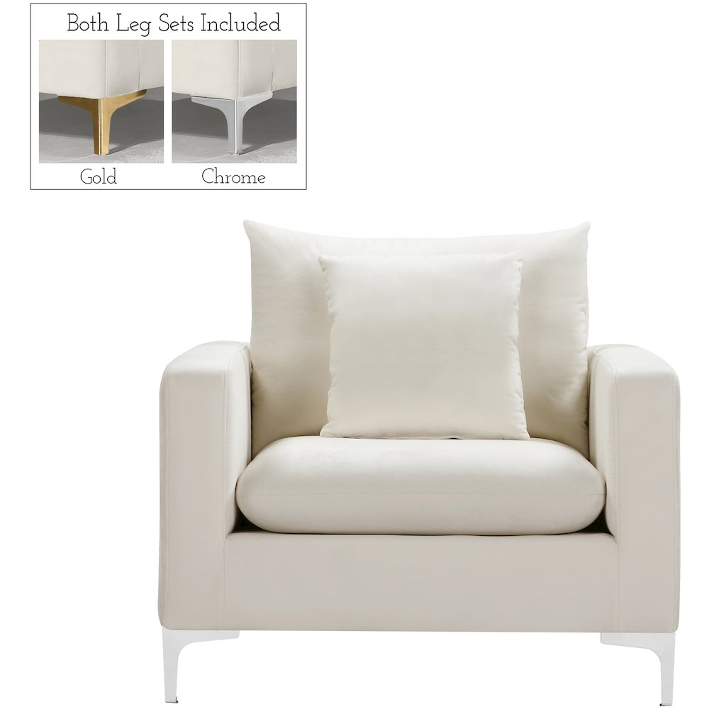Naomi Cream Velvet Chair. Picture 3