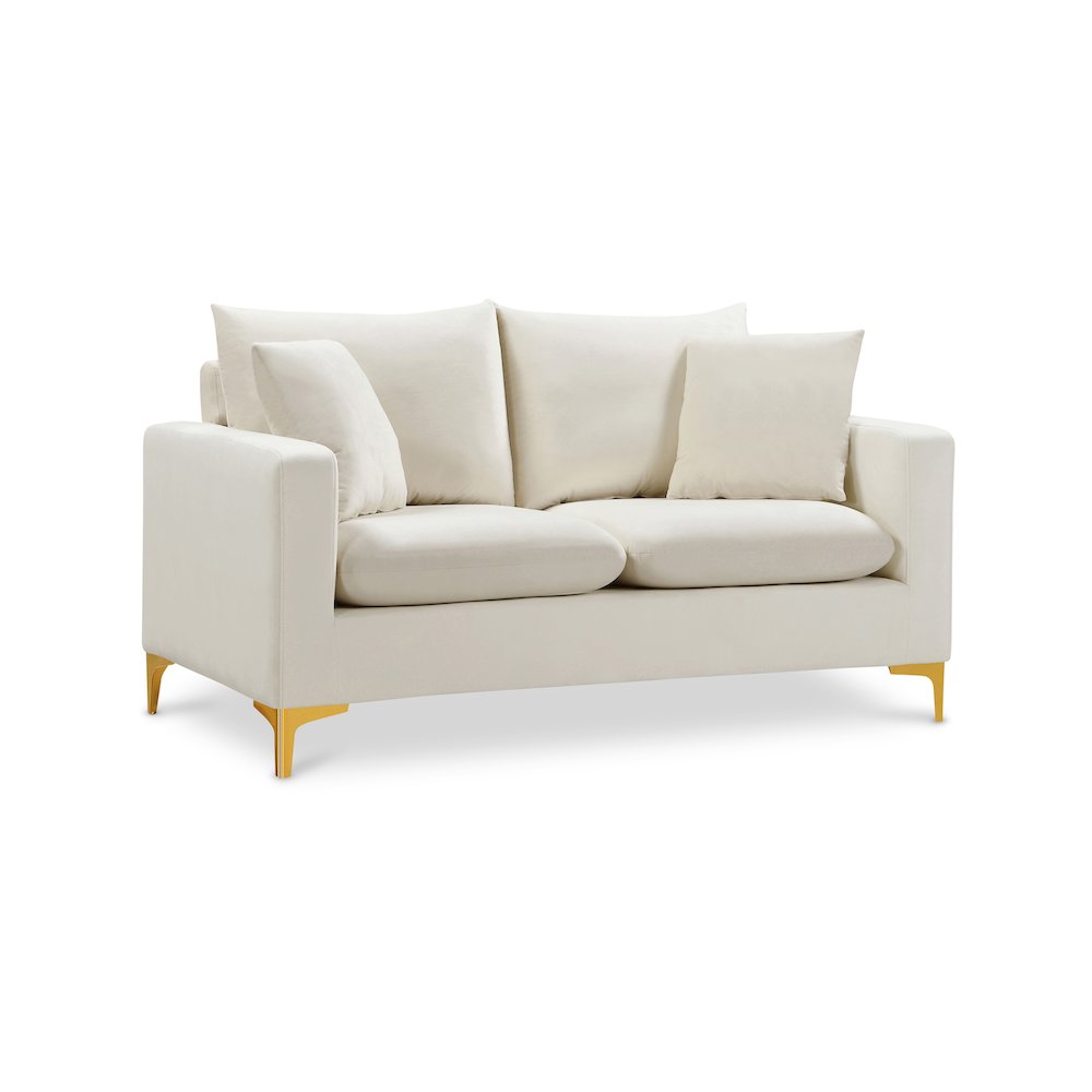 Naomi Cream Velvet Loveseat. Picture 1