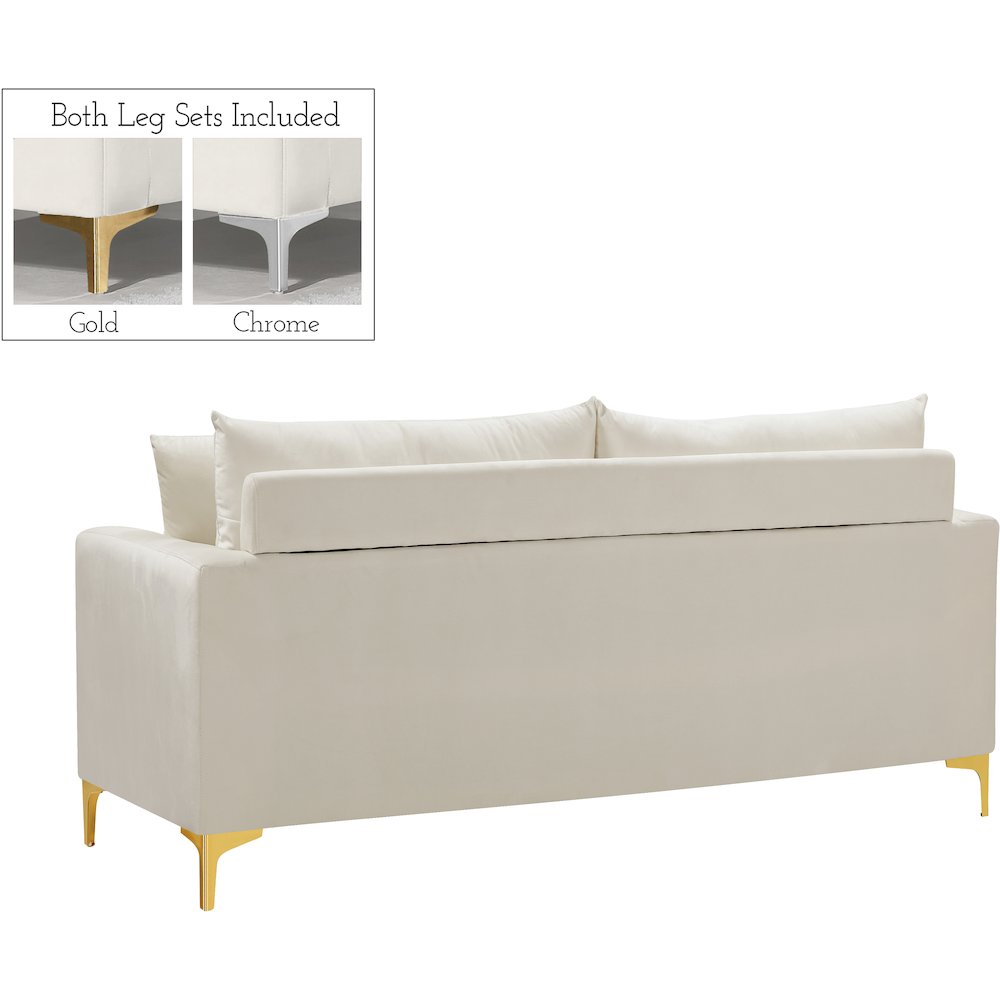 Naomi Cream Velvet Loveseat. Picture 4