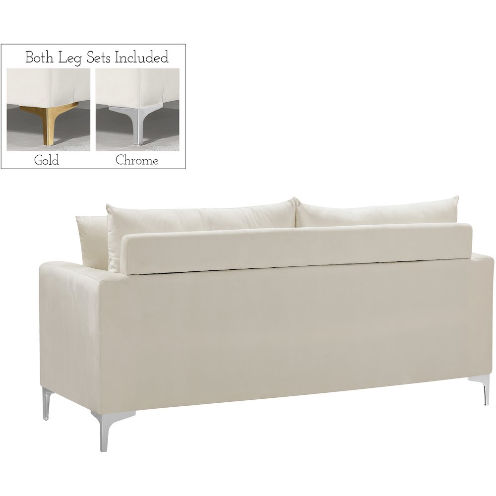 Naomi Cream Velvet Loveseat. Picture 5