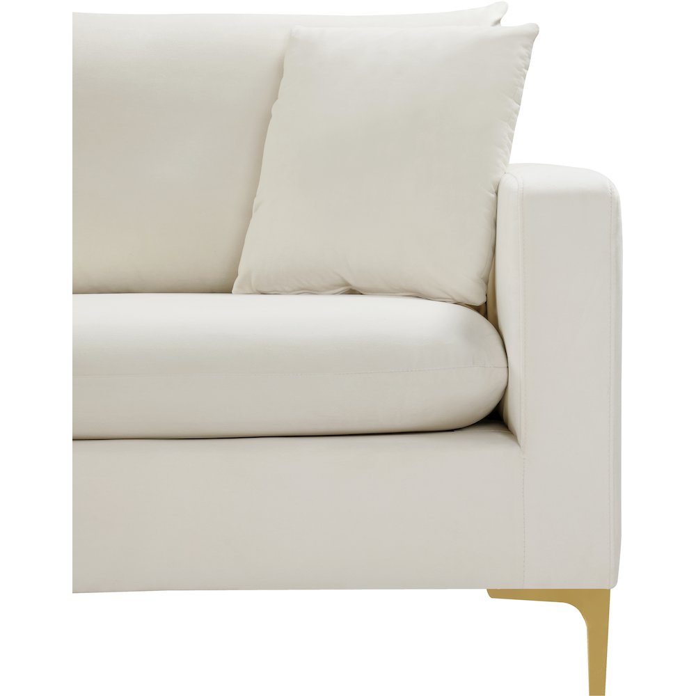 Naomi Cream Velvet Loveseat. Picture 6