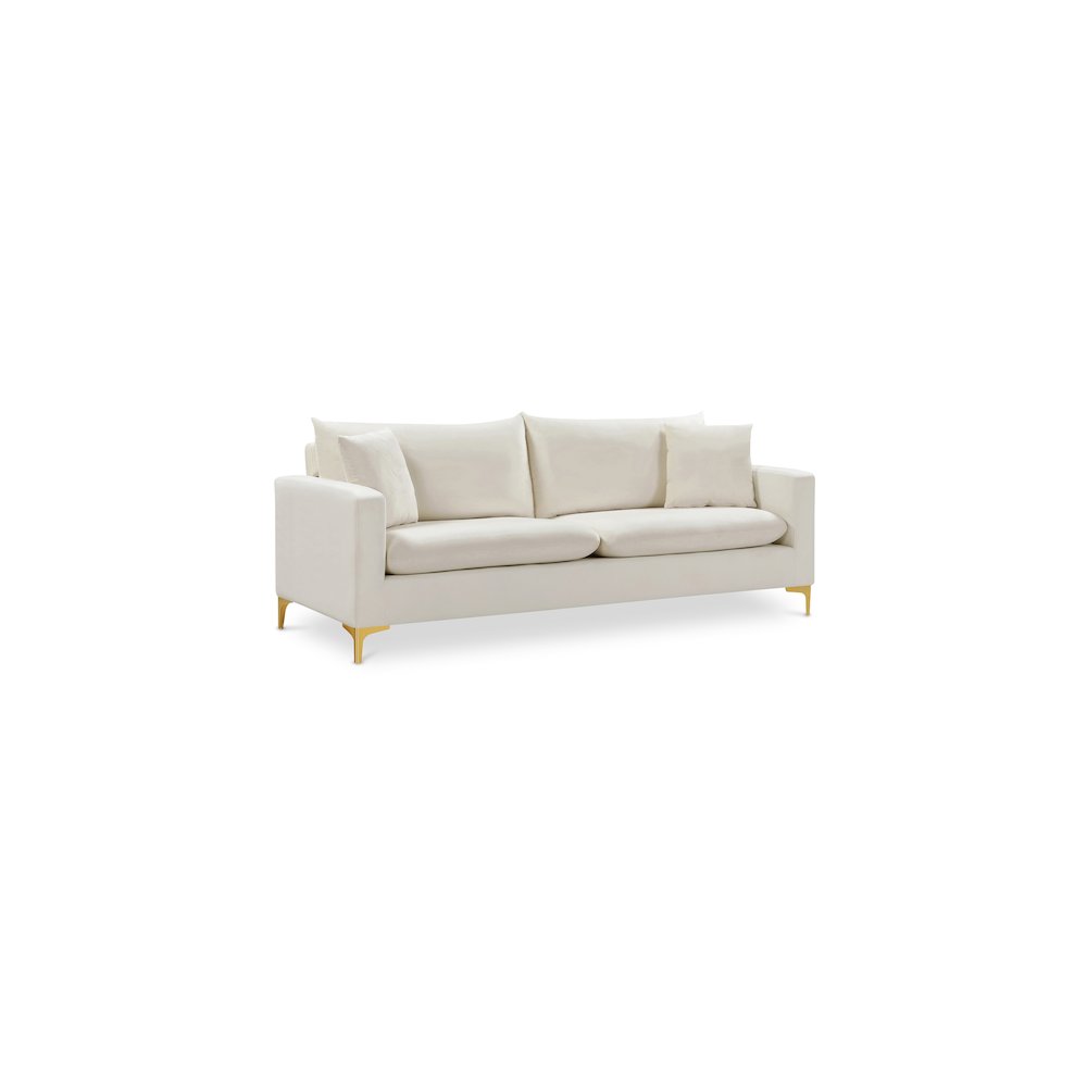 Naomi Cream Velvet Sofa. Picture 1
