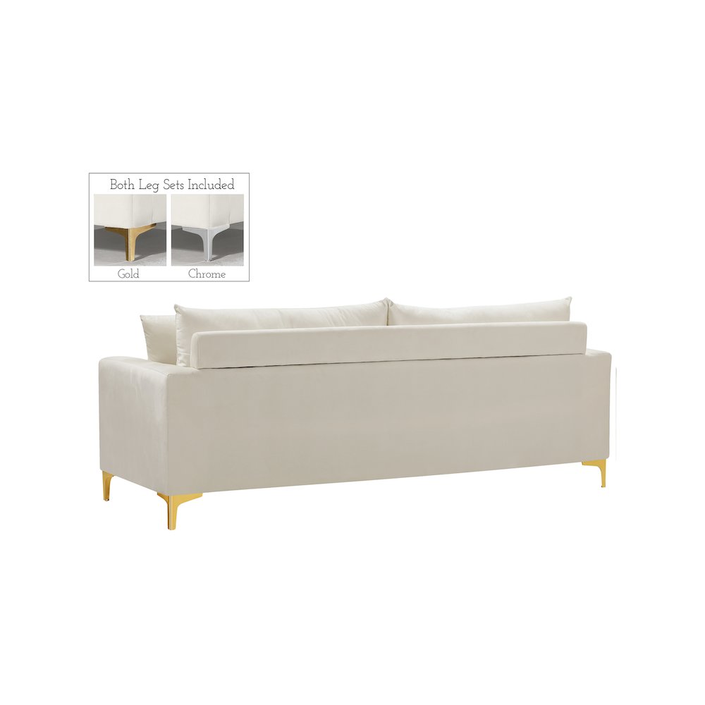 Naomi Cream Velvet Sofa. Picture 4