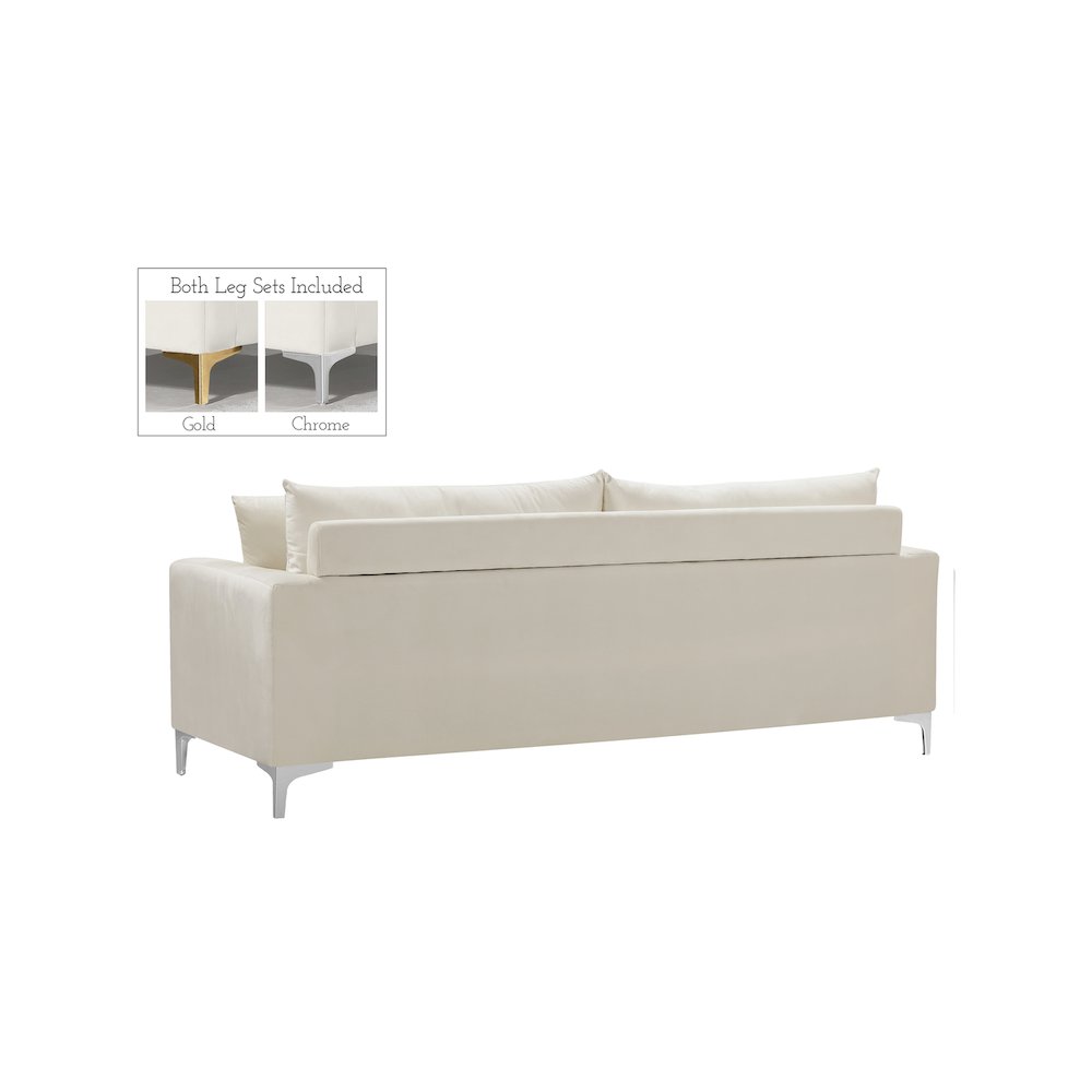Naomi Cream Velvet Sofa. Picture 5