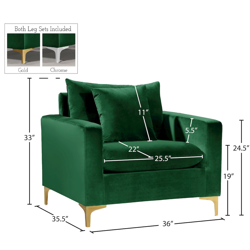 Naomi Green Velvet Chair. Picture 6