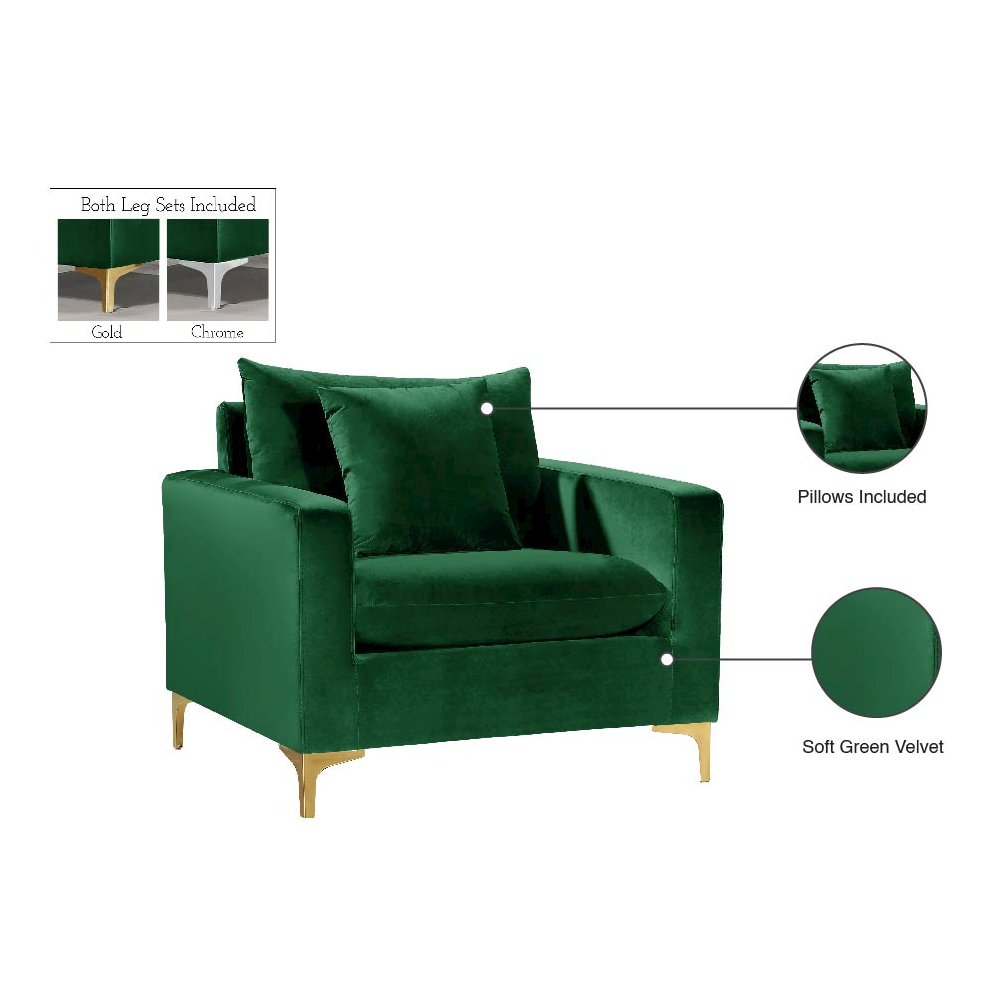 Naomi Green Velvet Chair. Picture 7