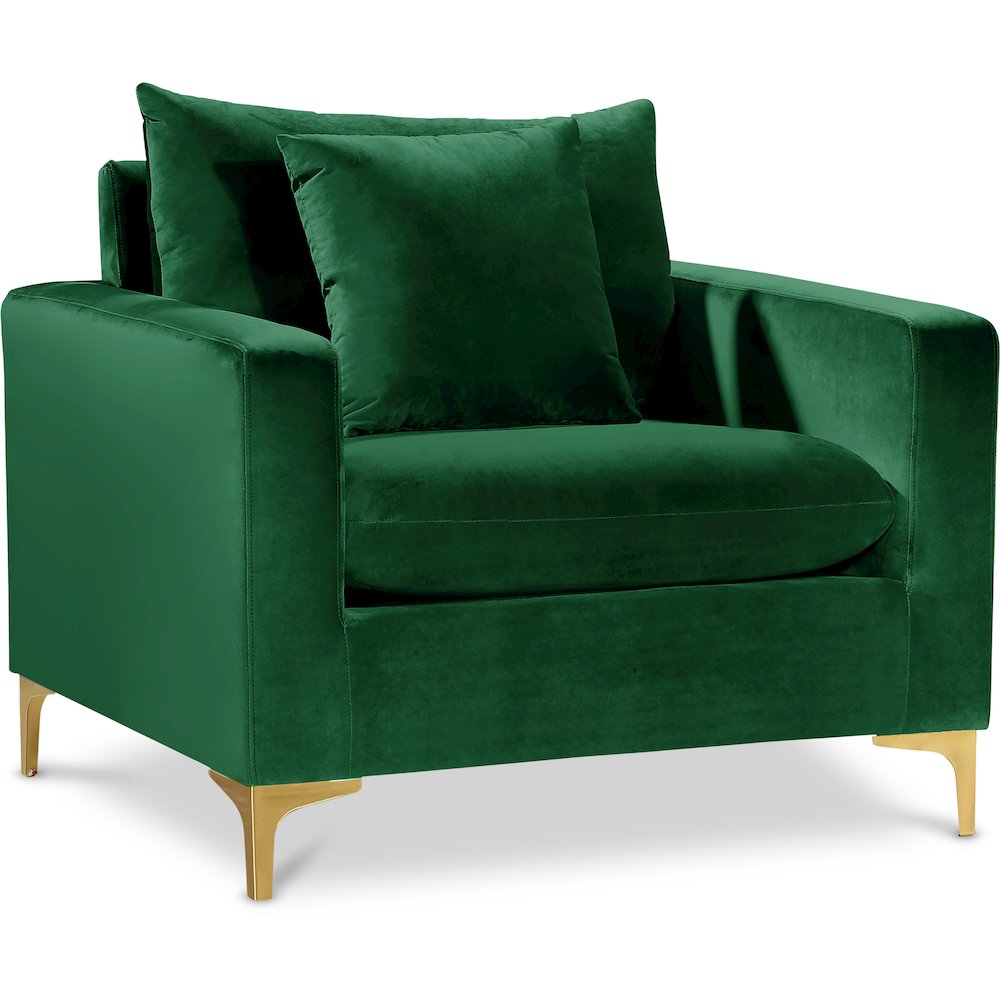 Naomi Green Velvet Chair. Picture 1