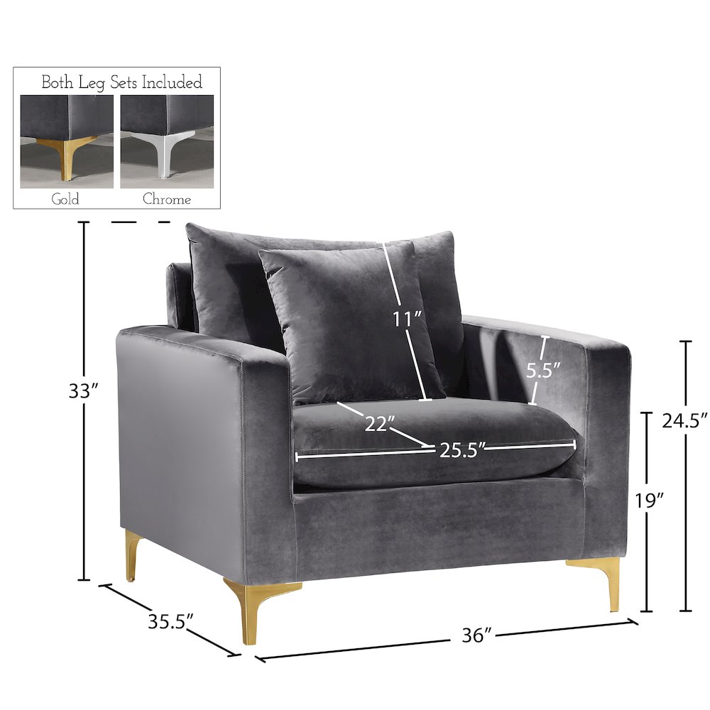 Naomi Grey Velvet Chair. Picture 6