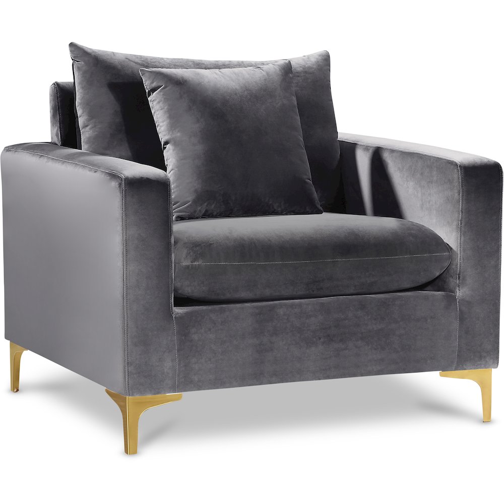 Naomi Grey Velvet Chair. Picture 1