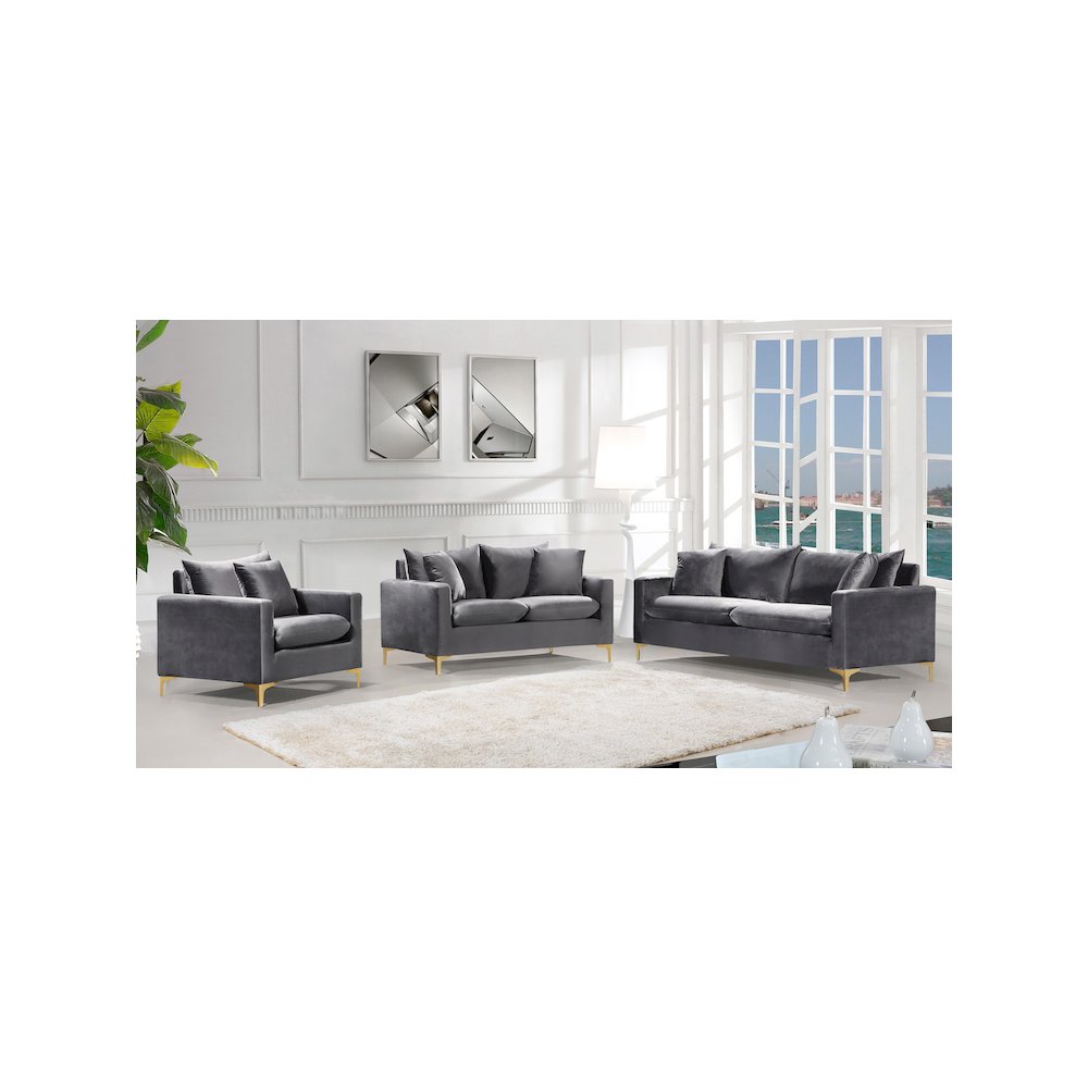 Naomi Grey Velvet Chair. Picture 4