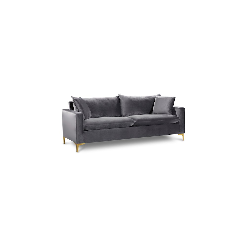 Naomi Grey Velvet Sofa. Picture 1