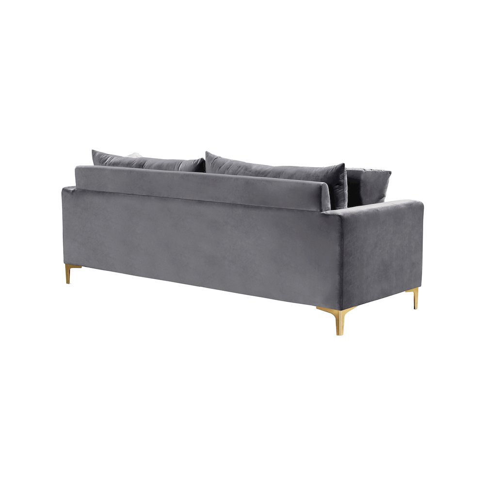 Naomi Grey Velvet Sofa. Picture 4