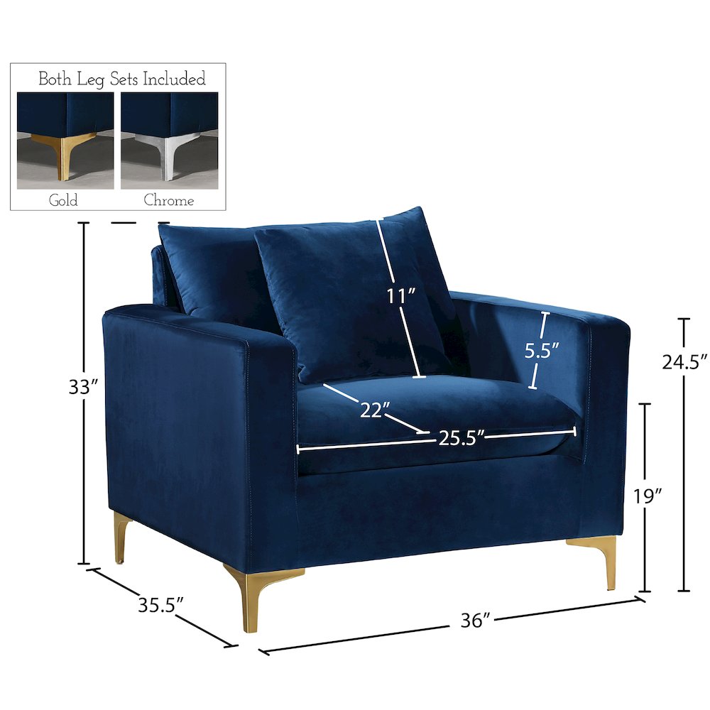 Naomi Navy Velvet Chair. Picture 6