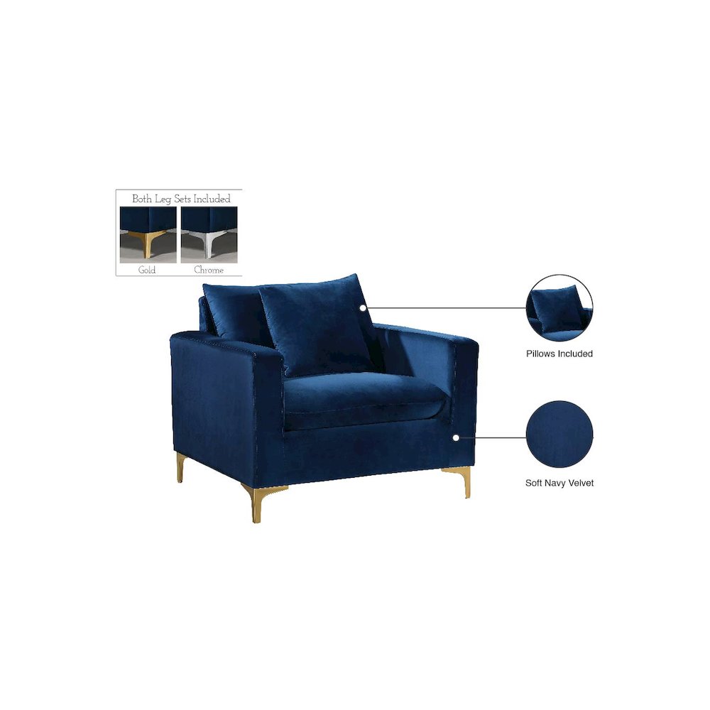 Naomi Navy Velvet Chair. Picture 7