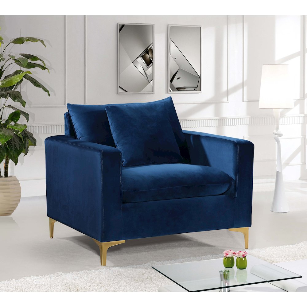 Naomi Navy Velvet Chair. Picture 2