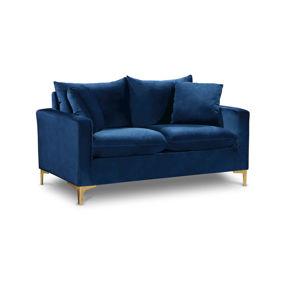 Naomi Navy Velvet Loveseat. Picture 1