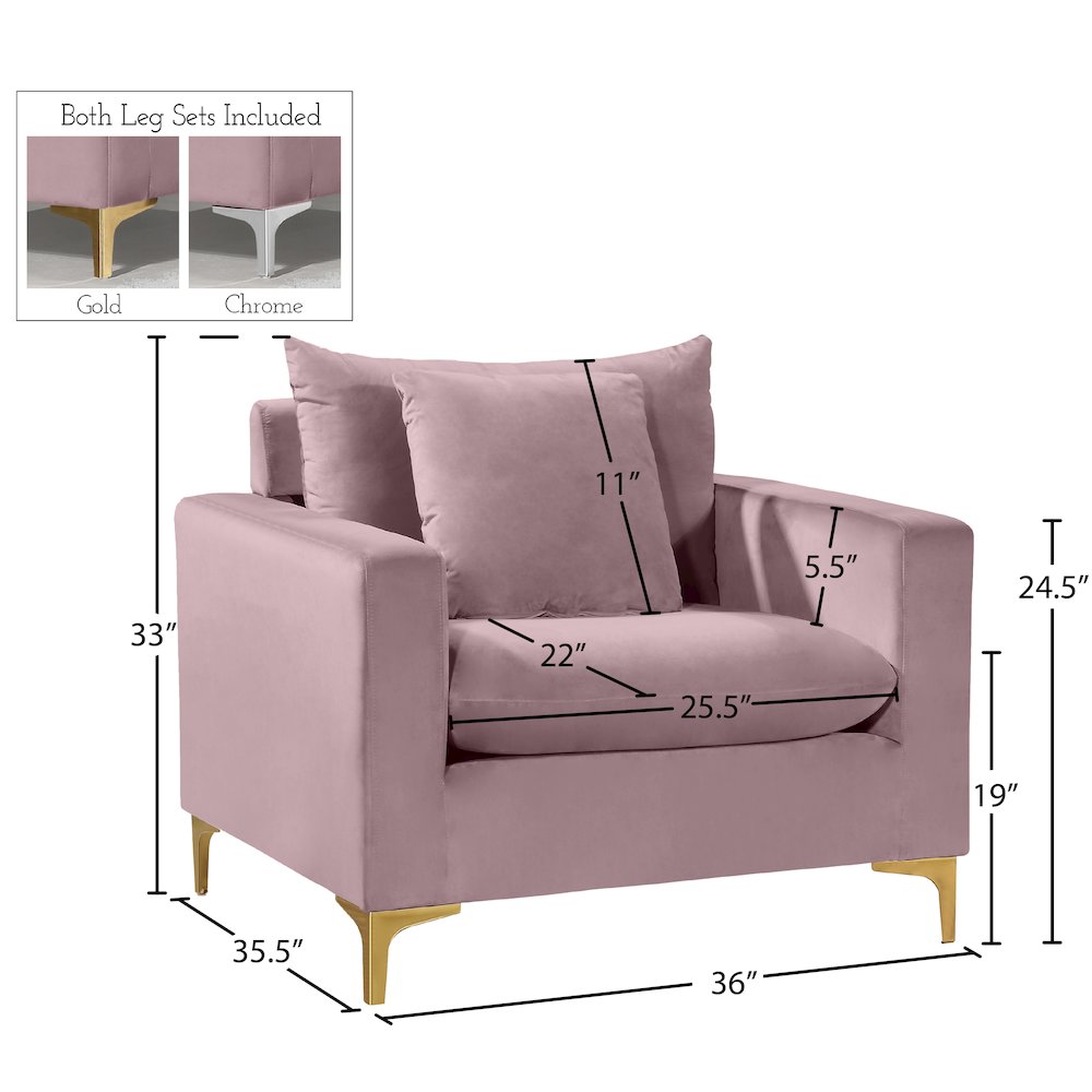 Naomi Pink Velvet Chair. Picture 6