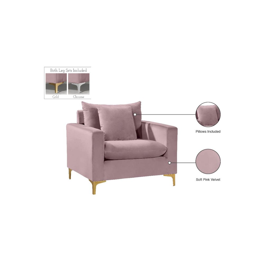 Naomi Pink Velvet Chair. Picture 7